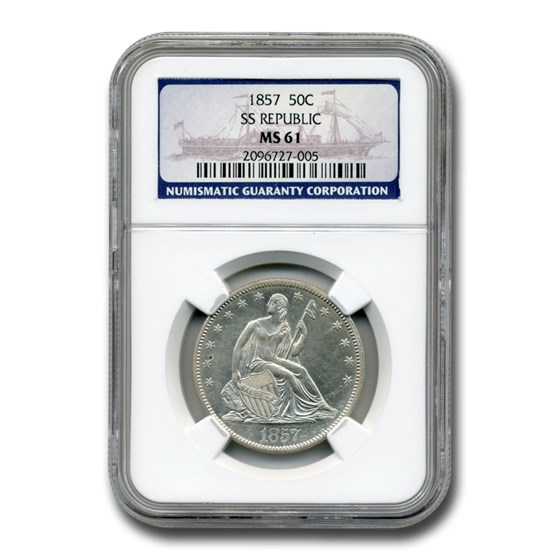 1857 Liberty Seated Half Dollar MS-61 NGC (SS Republic) 1857 Liberty Seated Half Dollar MS-61 NGC (SS Republic)